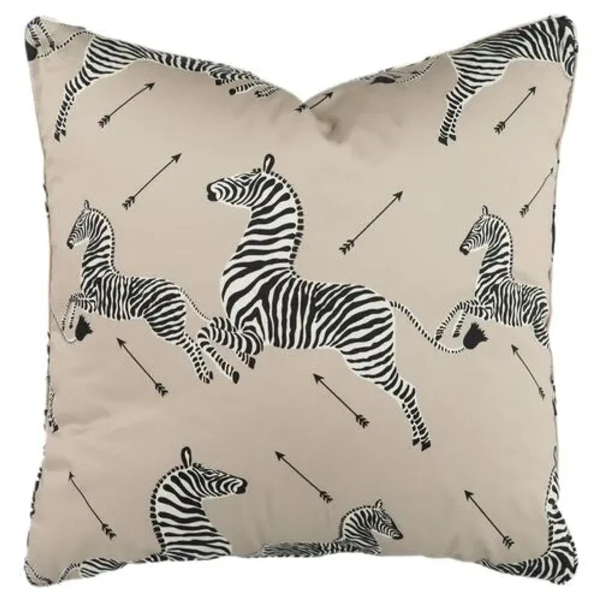 Jumping Zebras Cotton Pillow - Sand/Black