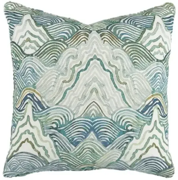 Shangri La Mountains Linen Pillow - Verde