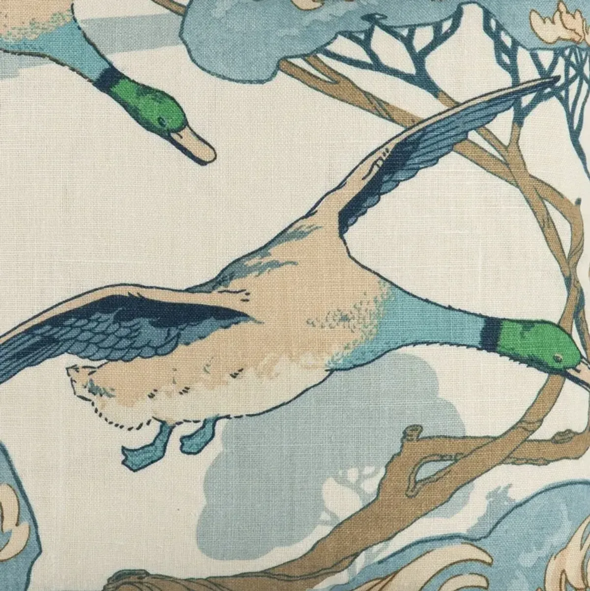 Flying Ducks Linen Pillow