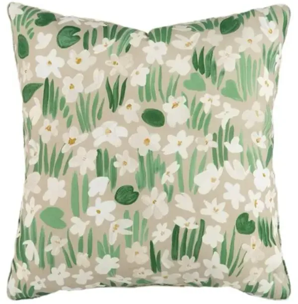 Sweet Violette Indoor/Outdoor Pillow - Neutral/Green