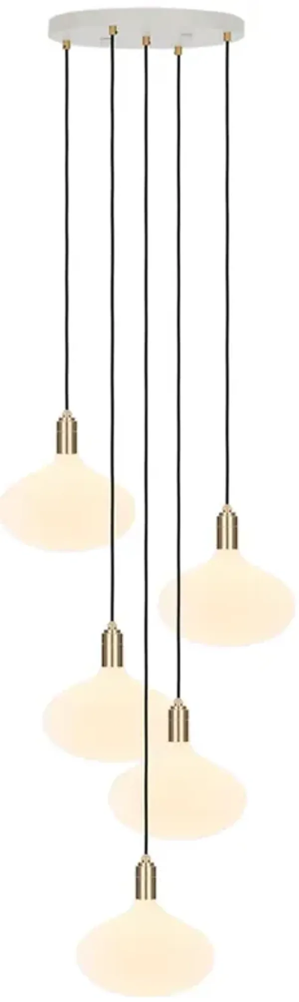 Five Oval Brass Pendant - White - Tala Lighting - Gold