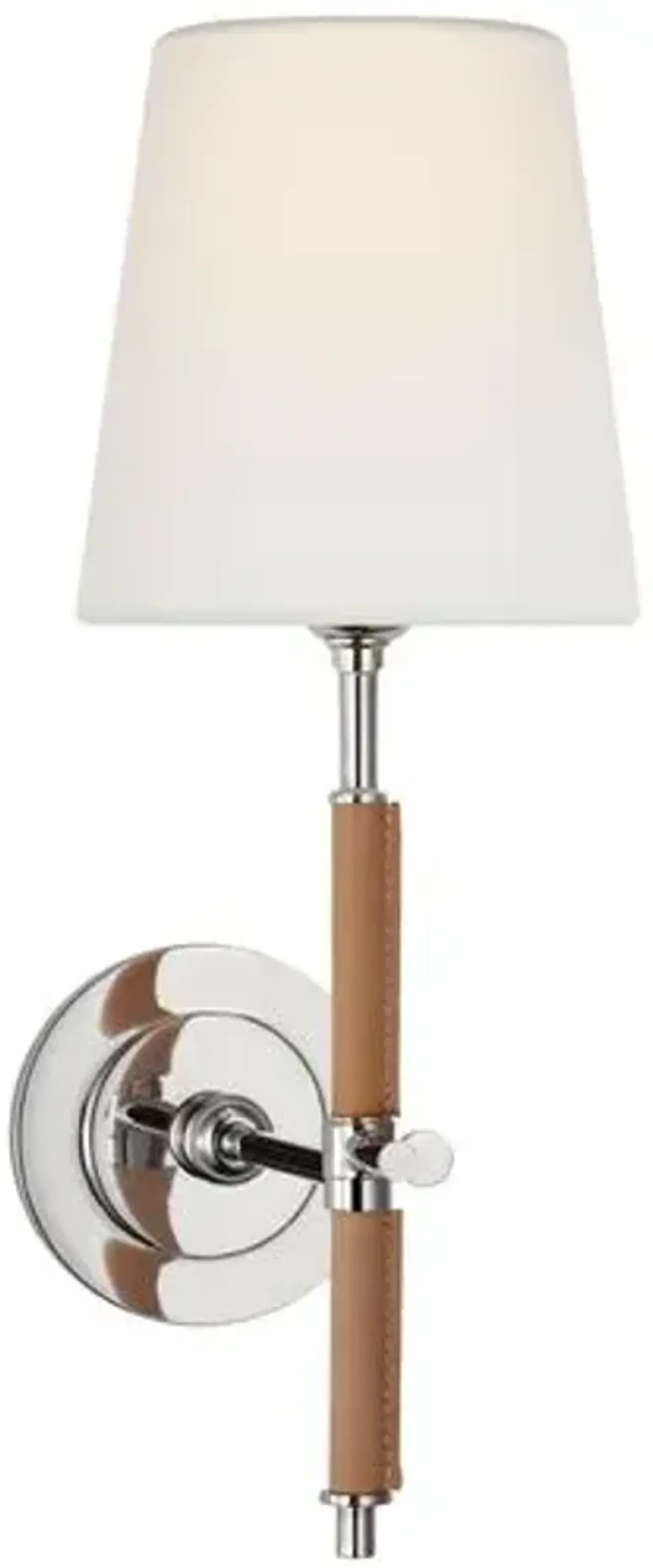 Visual Comfort - Bryant Leather Wrapped Sconce - Silver
