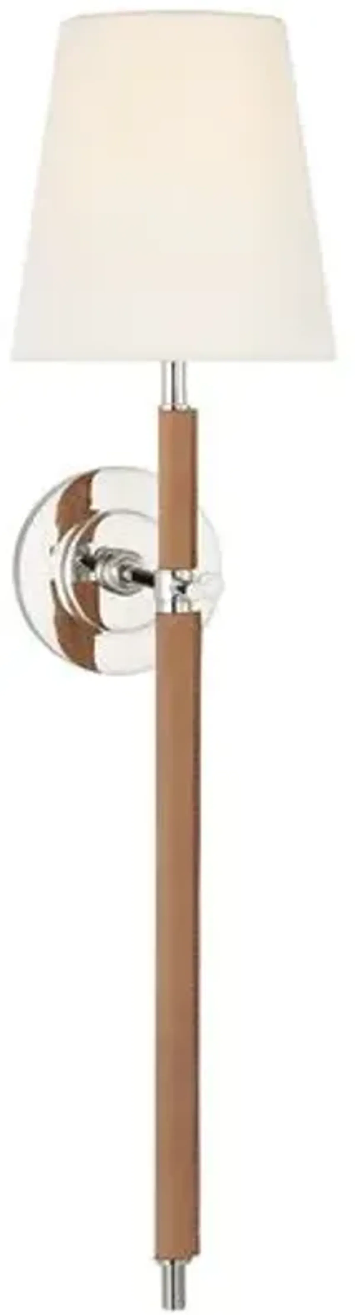 Visual Comfort - Bryant Large Leather Wrapped Tail Sconce - Silver