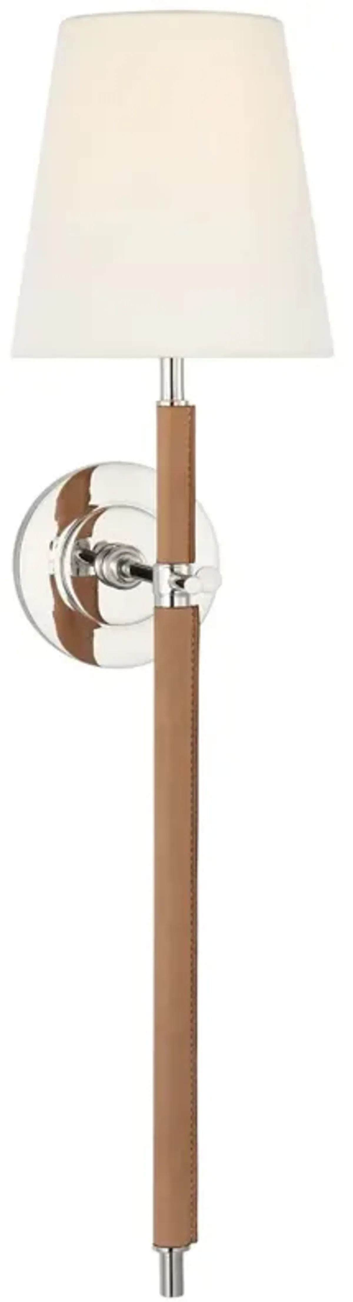 Visual Comfort - Bryant Large Leather Wrapped Tail Sconce - Silver