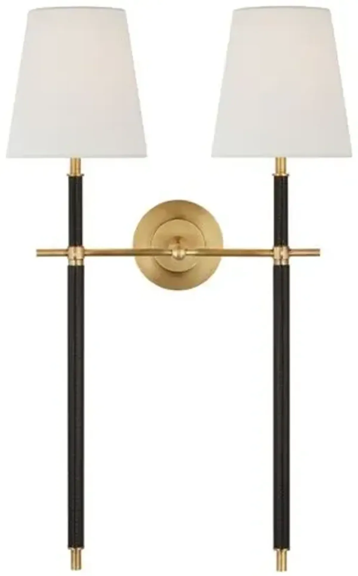 Visual Comfort - Bryant Large Leather Wrapped Double Tail Sconce - Gold