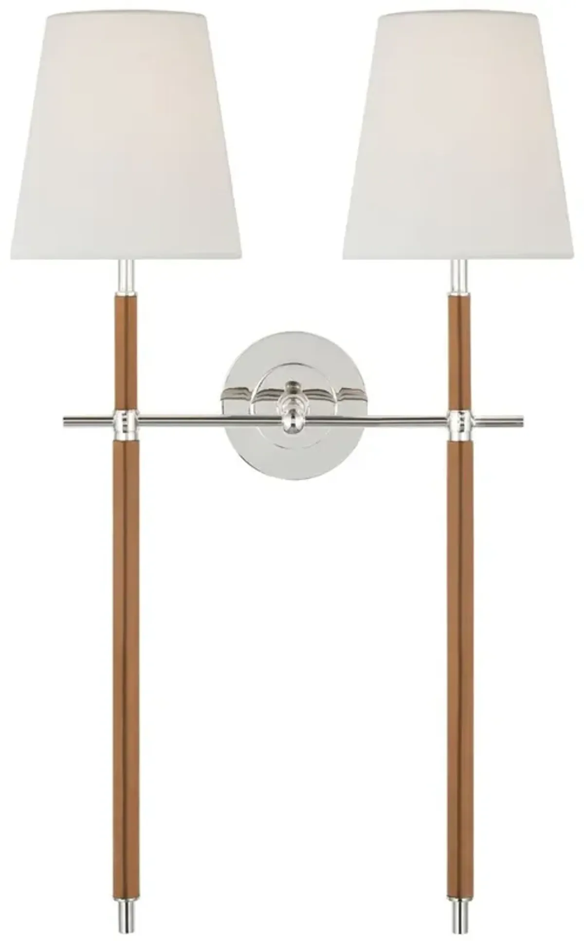 Visual Comfort - Bryant Large Leather Wrapped Double Tail Sconce - Silver