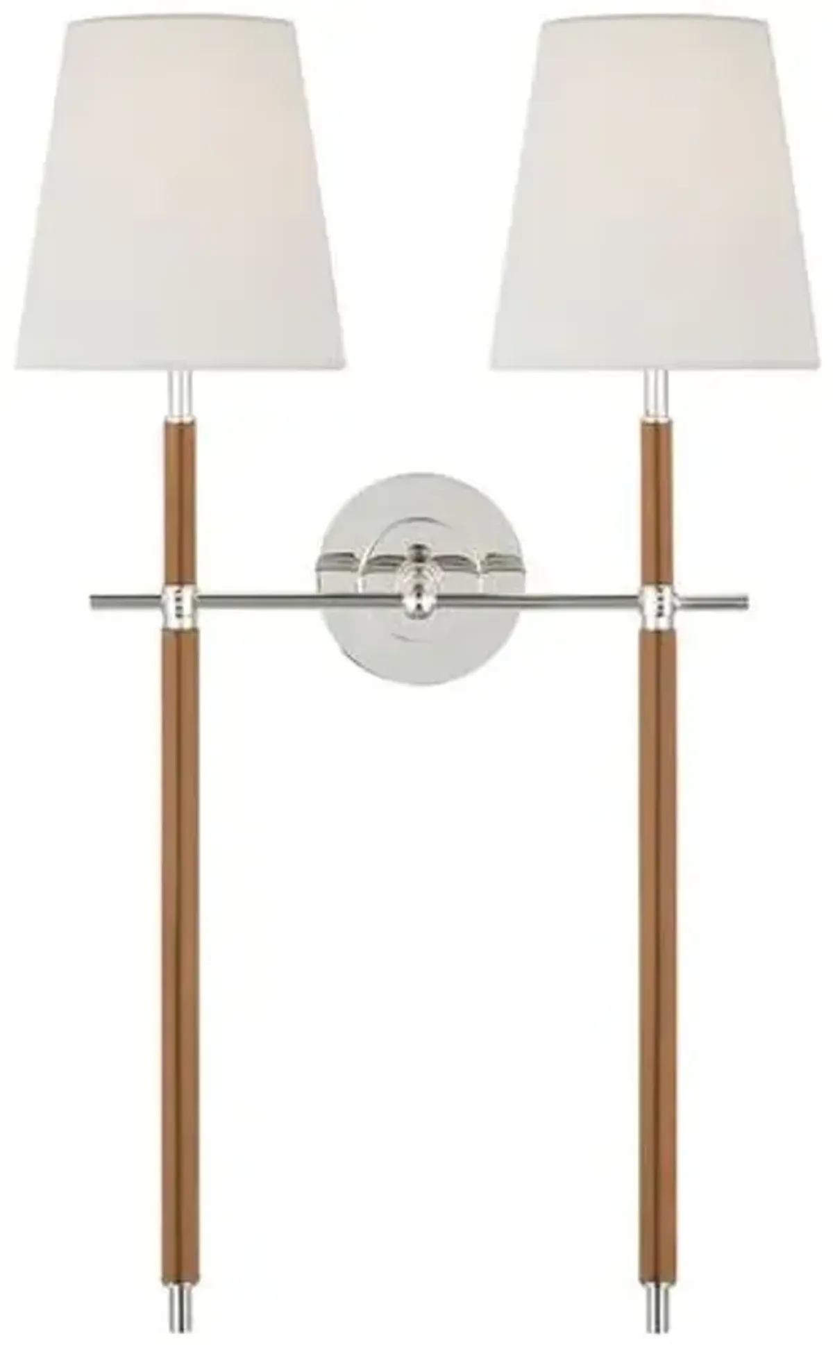 Visual Comfort - Bryant Large Leather Wrapped Double Tail Sconce - Silver