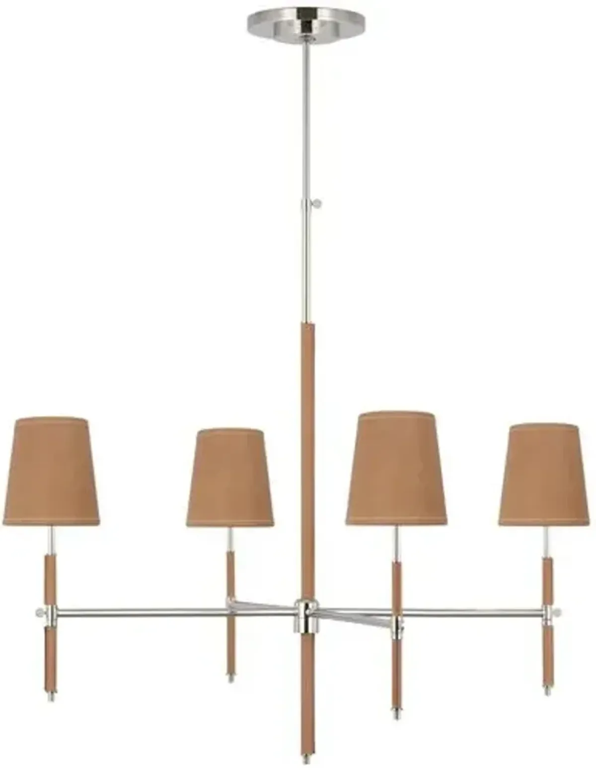 Visual Comfort - Bryant Leather Shade Wrapped Chandelier - Silver