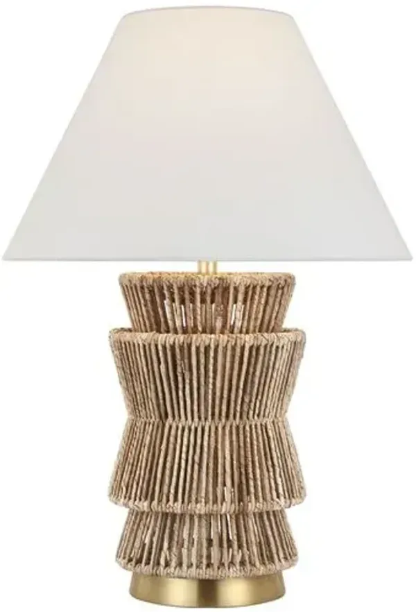 Visual Comfort - Antigua 30" Layered Table Lamp - Natural Abaca - Brown