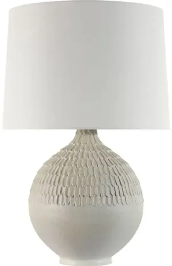Visual Comfort - Morava 28" Hand Carved Table Lamp - Volcanic White