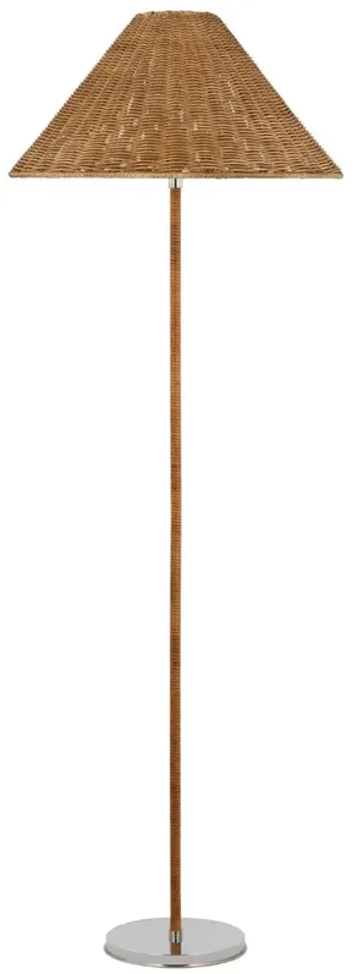 Visual Comfort - Wimberley Medium Wrapped Floor Lamp - Rattan/Polished Nickel