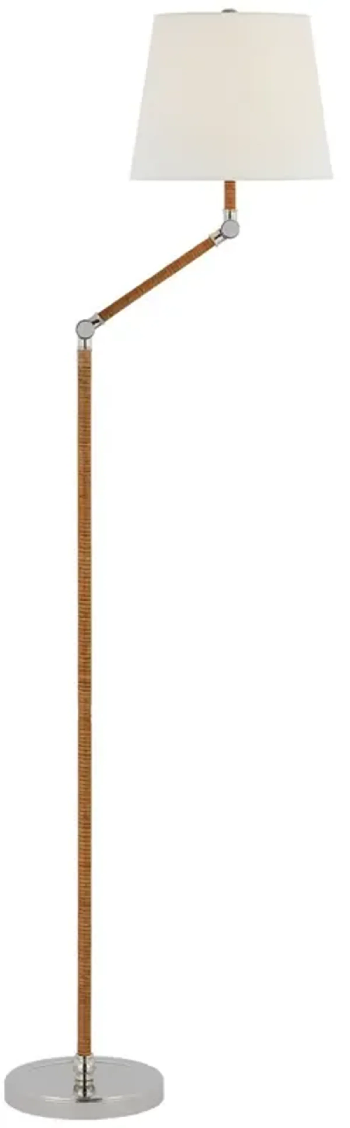 Visual Comfort - Basden Bridge Arm Floor Lamp - Polished Nickel/Natural Rattan