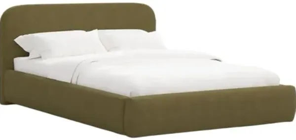 Luma Platform Bed - Linen - Handcrafted - Green, Upholstered, Comfortable & Durable