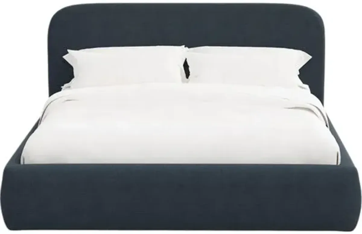 Luma Platform Bed - Linen - Handcrafted - Blue, Upholstered, Comfortable & Durable