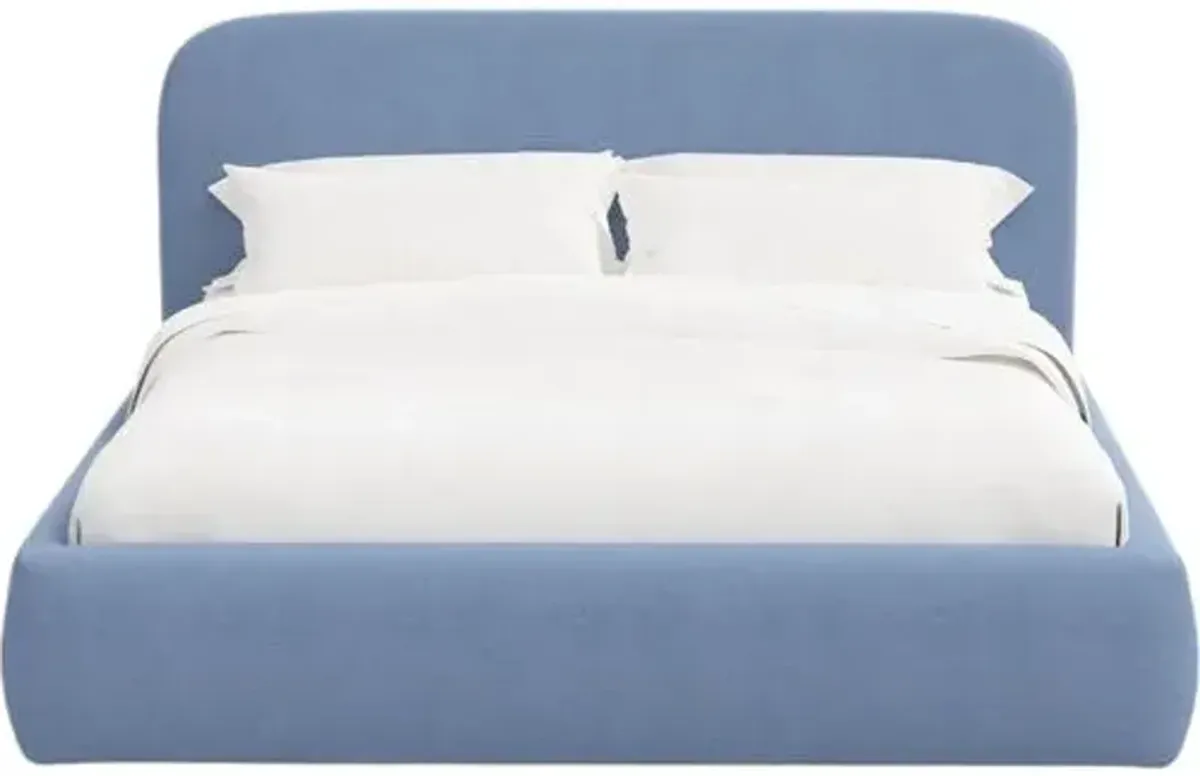 Luma Platform Bed - Linen - Handcrafted - Blue, Upholstered, Comfortable & Durable