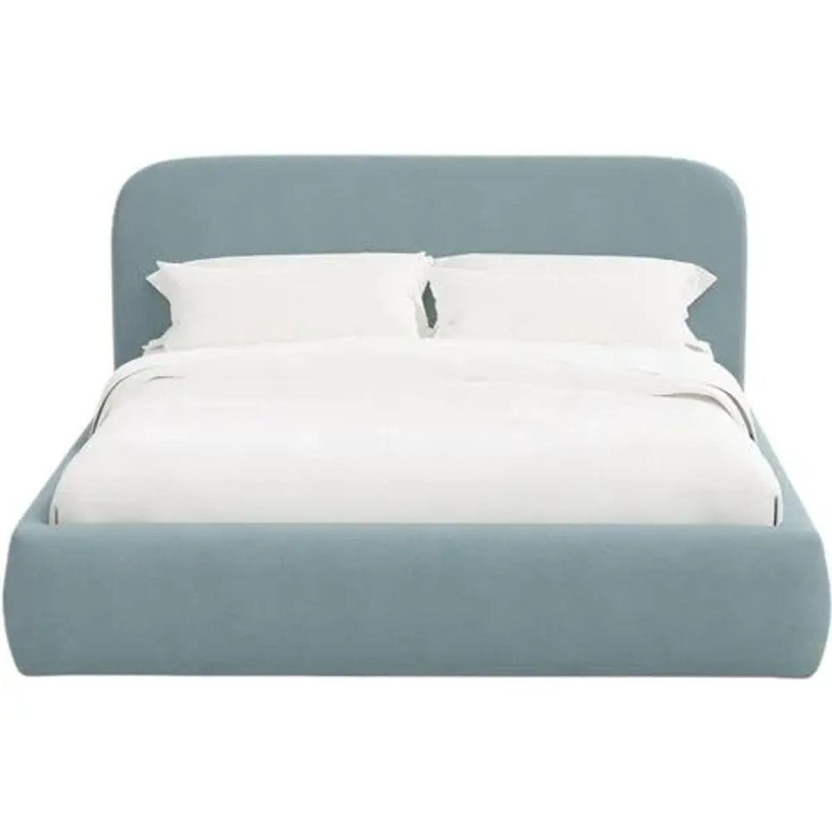 Luma Platform Bed - Linen - Handcrafted - Blue, Upholstered, Comfortable & Durable