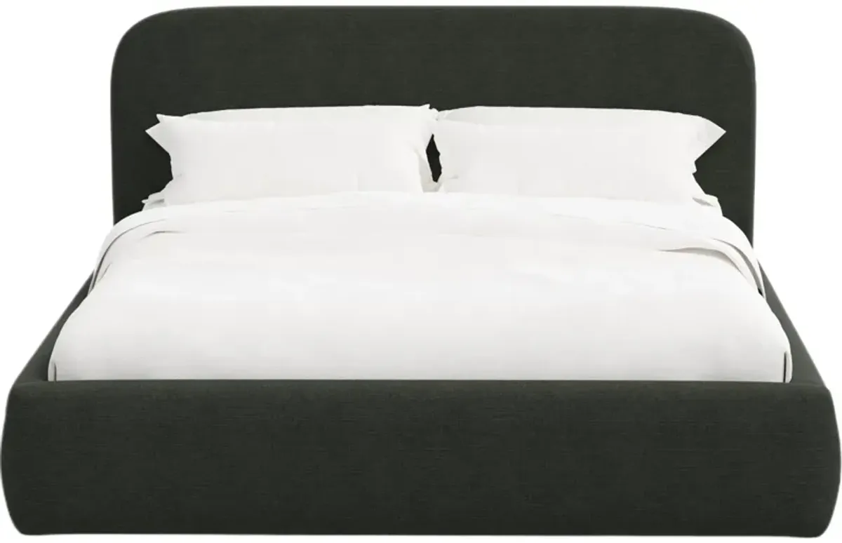Luma Platform Bed - Linen - Handcrafted - Black, Upholstered, Comfortable & Durable
