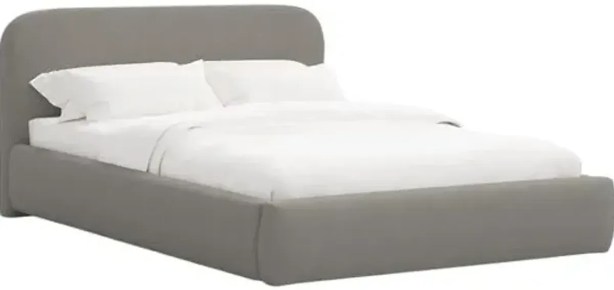Luma Platform Bed - Linen - Handcrafted - Gray, Upholstered, Comfortable & Durable