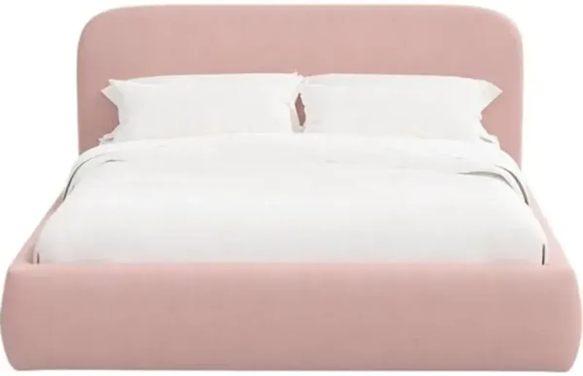 Luma Platform Bed - Linen - Handcrafted - Pink, Upholstered, Comfortable & Durable