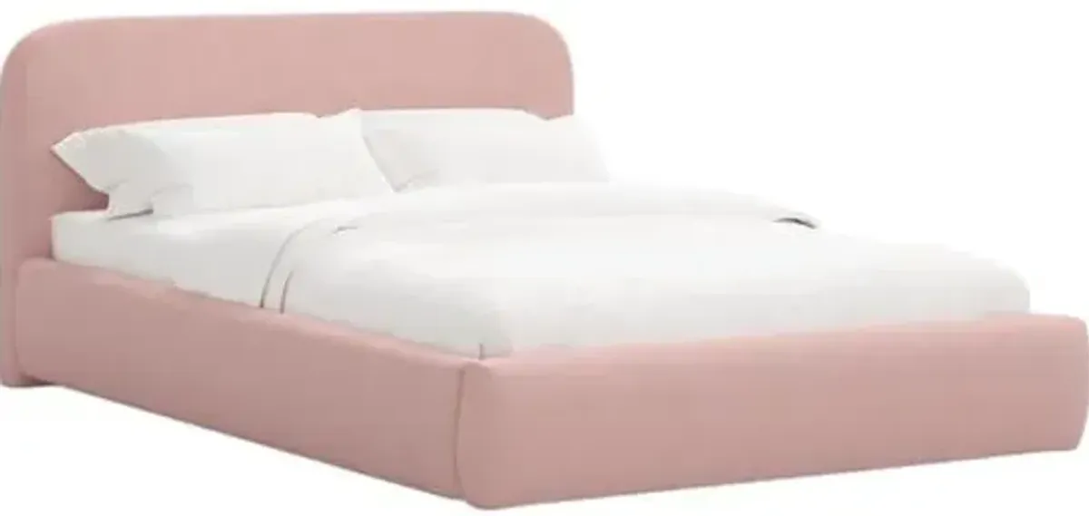 Luma Platform Bed - Linen - Handcrafted - Pink, Upholstered, Comfortable & Durable