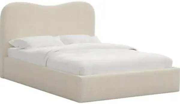 Cielo Platform Bed - Linen - Handcrafted - Ivory, Upholstered, Comfortable & Durable