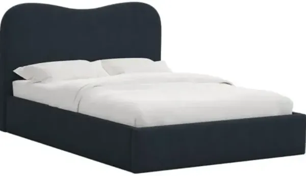 Cielo Platform Bed - Linen - Handcrafted - Blue, Upholstered, Comfortable & Durable