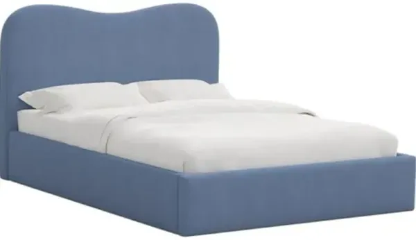 Cielo Platform Bed - Linen - Handcrafted - Blue, Upholstered, Comfortable & Durable