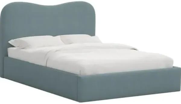 Cielo Platform Bed - Linen - Handcrafted - Blue, Upholstered, Comfortable & Durable