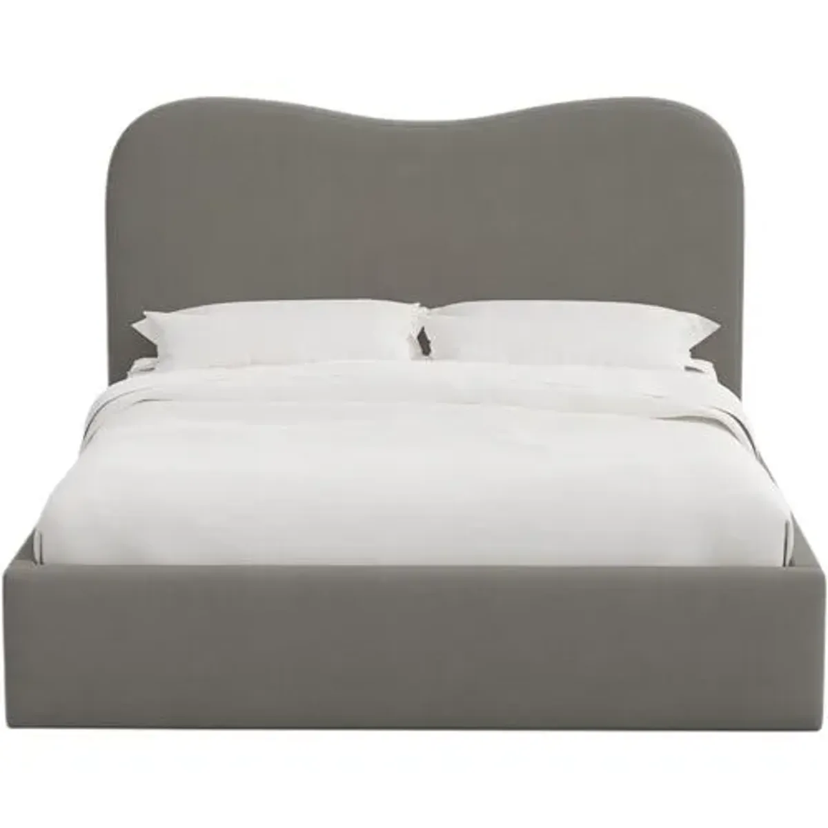 Cielo Platform Bed - Linen - Handcrafted - Gray, Upholstered, Comfortable & Durable