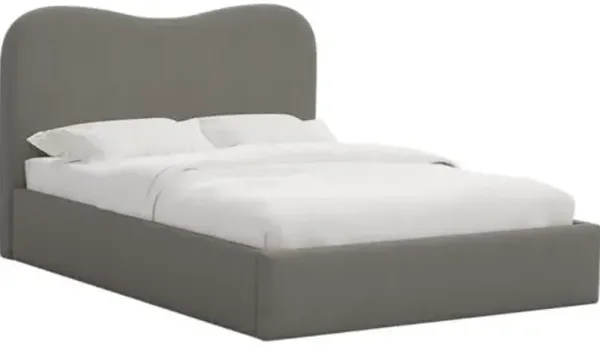 Cielo Platform Bed - Linen - Handcrafted - Gray, Upholstered, Comfortable & Durable