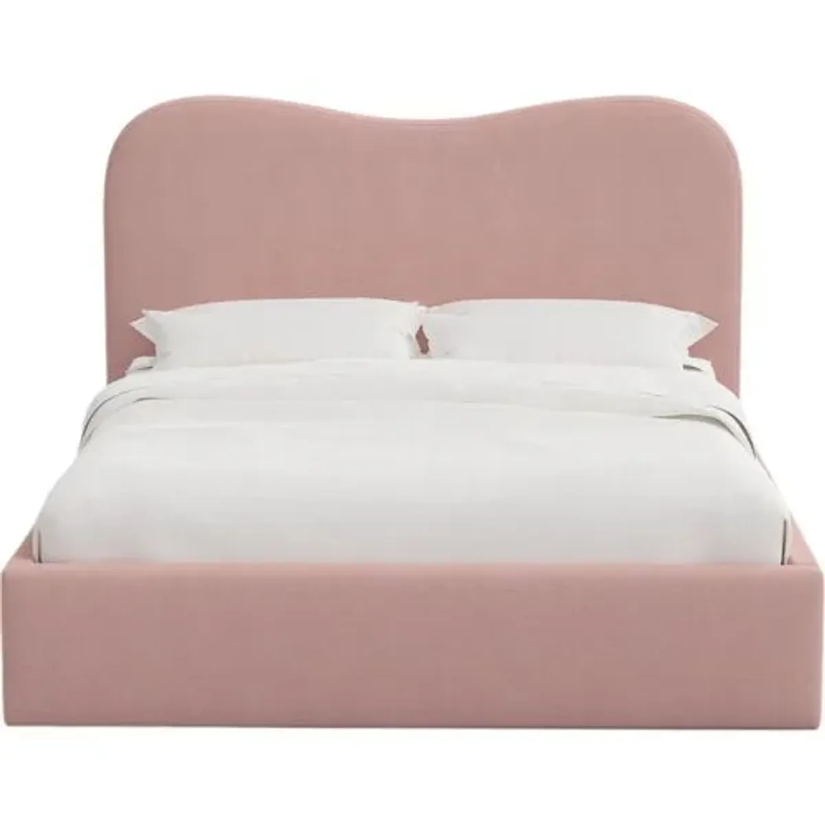 Cielo Platform Bed - Linen - Handcrafted - Pink, Upholstered, Comfortable & Durable