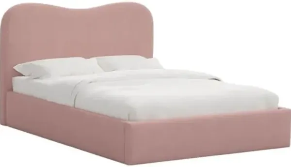 Cielo Platform Bed - Linen - Handcrafted - Pink, Upholstered, Comfortable & Durable