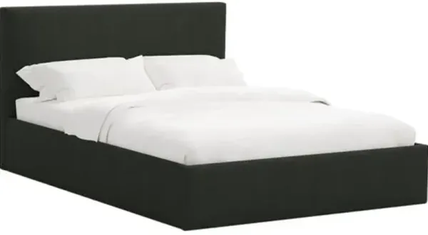 Solaro Square Low Platform Bed - Linen - Handcrafted - Black, Upholstered, Comfortable & Durable