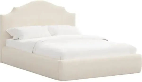 Seraphine Platform Bed - Linen - Handcrafted - Ivory, Upholstered, Comfortable & Durable