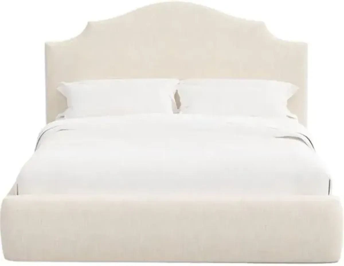 Seraphine Platform Bed - Linen - Handcrafted - Ivory, Upholstered, Comfortable & Durable