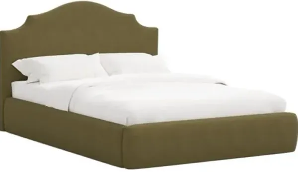 Seraphine Platform Bed - Linen - Handcrafted - Green, Upholstered, Comfortable & Durable