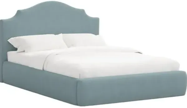 Seraphine Platform Bed - Linen - Handcrafted - Blue, Upholstered, Comfortable & Durable