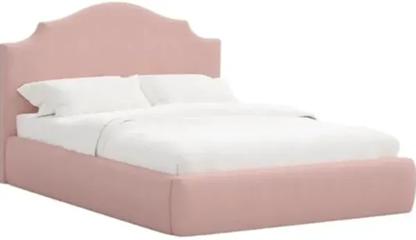 Seraphine Platform Bed - Linen - Handcrafted - Pink, Upholstered, Comfortable & Durable