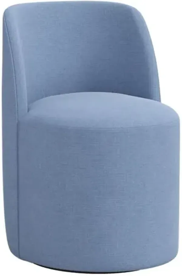 Cora Swivel Dining Chair - Linen - Handcrafted - Blue