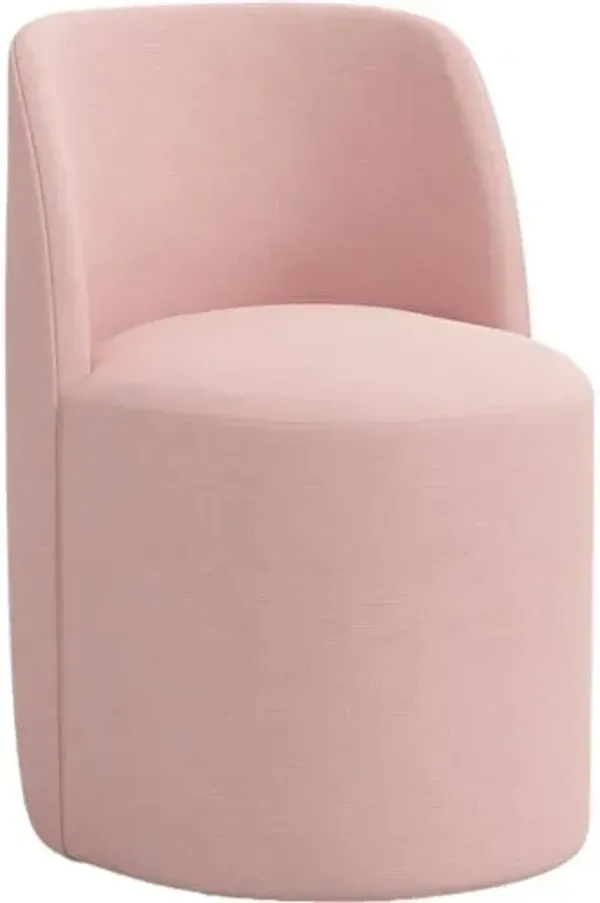 Cora Swivel Dining Chair - Linen - Handcrafted - Pink