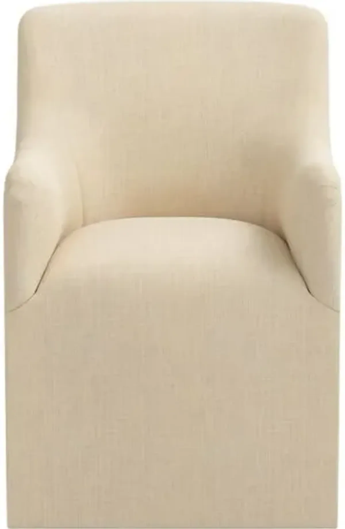 Tess Dining Armchair with Casters - Linen - Handcrafted