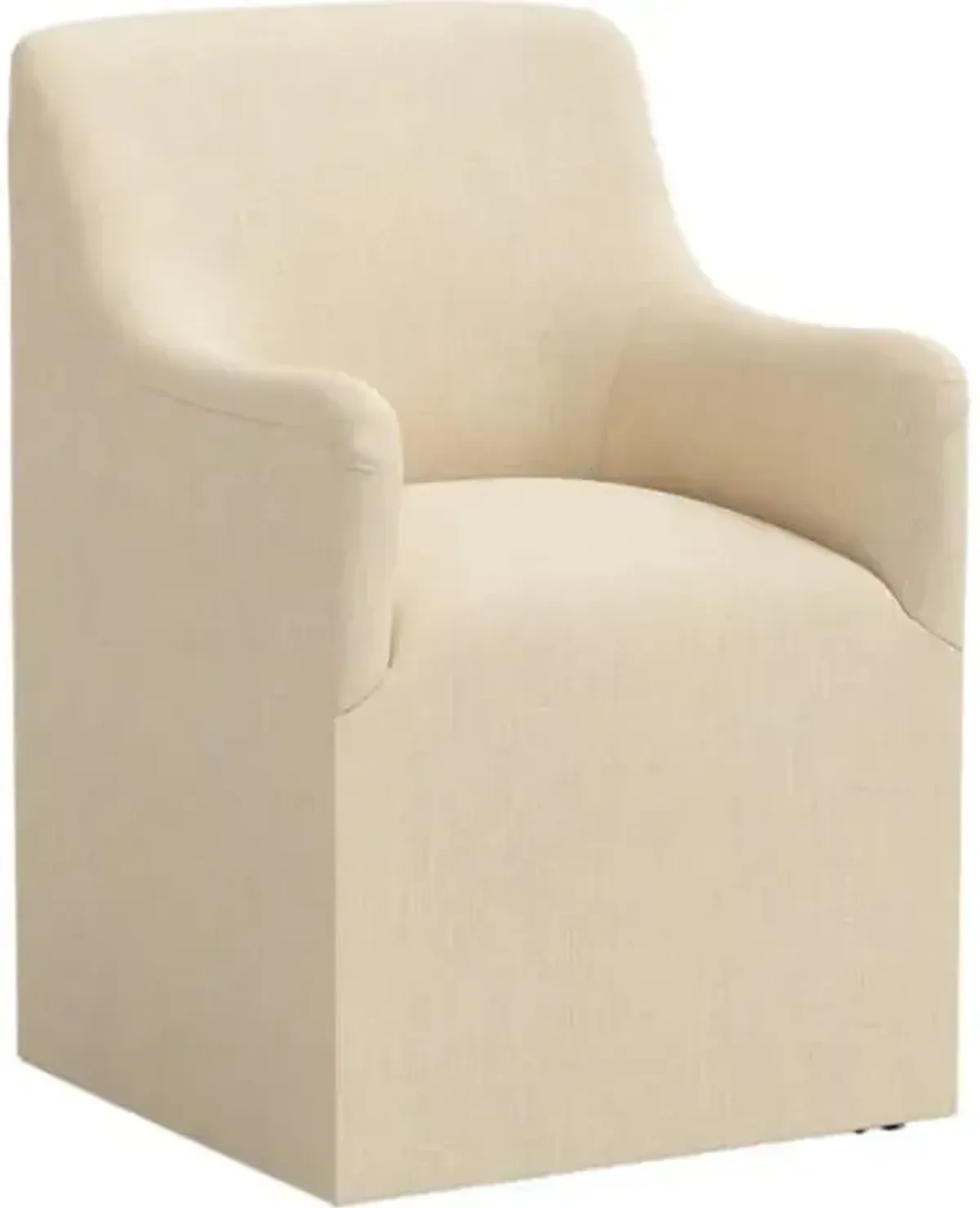 Tess Dining Armchair with Casters - Linen - Handcrafted