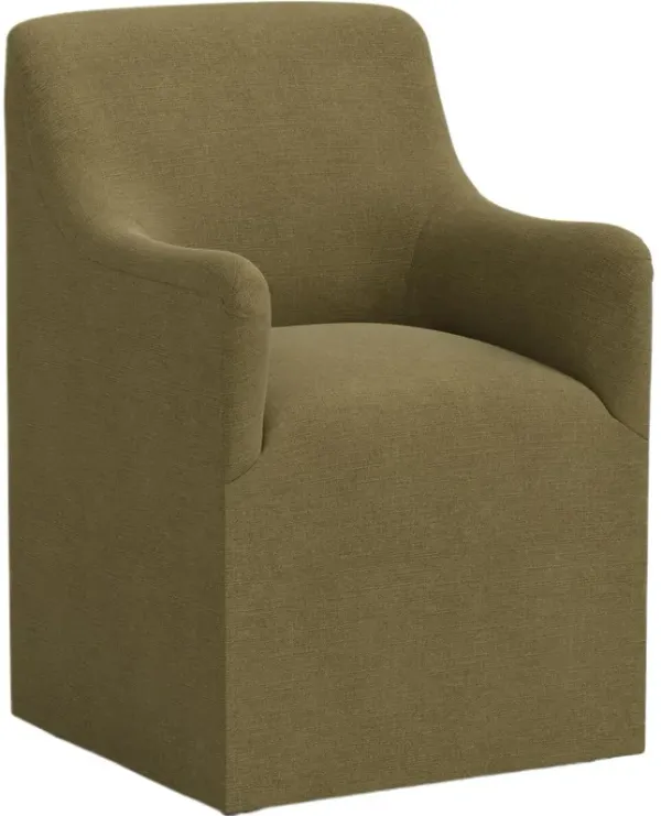 Tess Dining Armchair w/ Casters, Linen