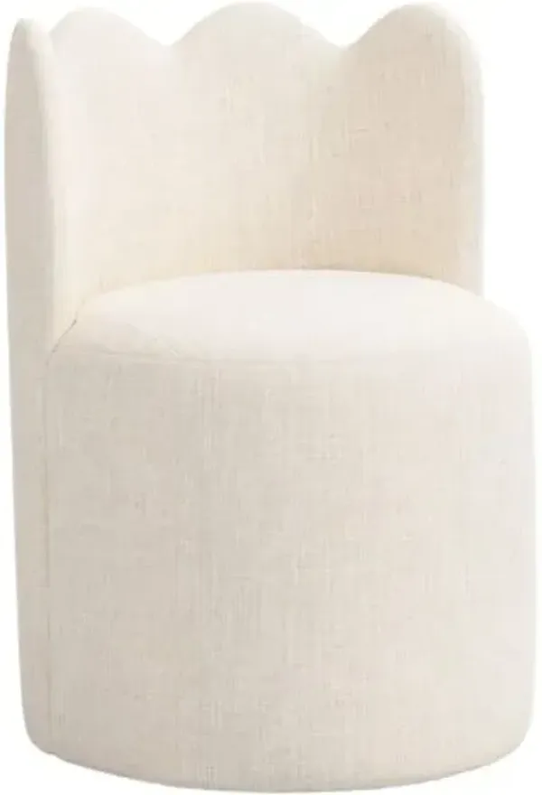 Mirabelle Scallop Swivel Dining Chair - Linen - Handcrafted - Ivory
