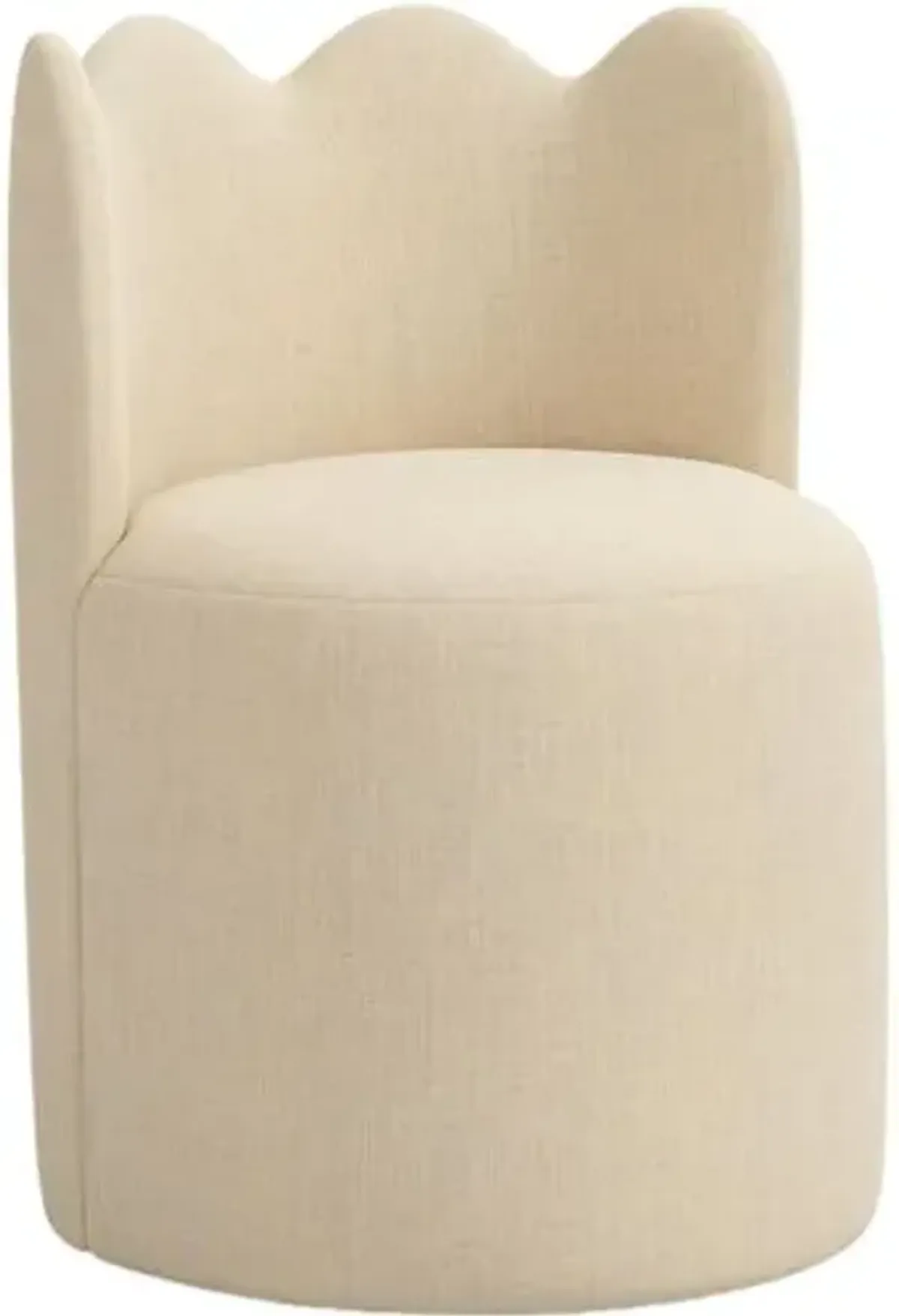 Mirabelle Scallop Swivel Dining Chair - Linen - Handcrafted