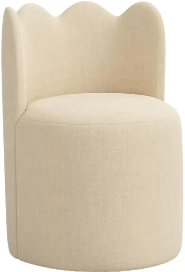 Mirabelle Scallop Swivel Dining Chair, Linen