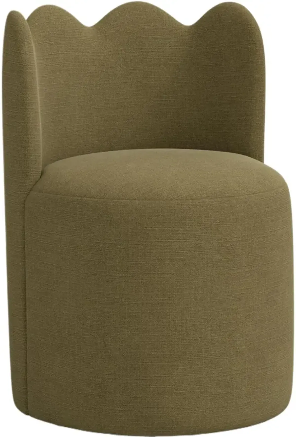 Mirabelle Scallop Swivel Dining Chair, Linen