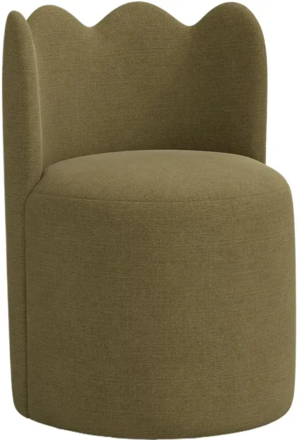Mirabelle Scallop Swivel Dining Chair, Linen