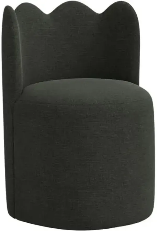 Mirabelle Scallop Swivel Dining Chair - Linen - Handcrafted - Black