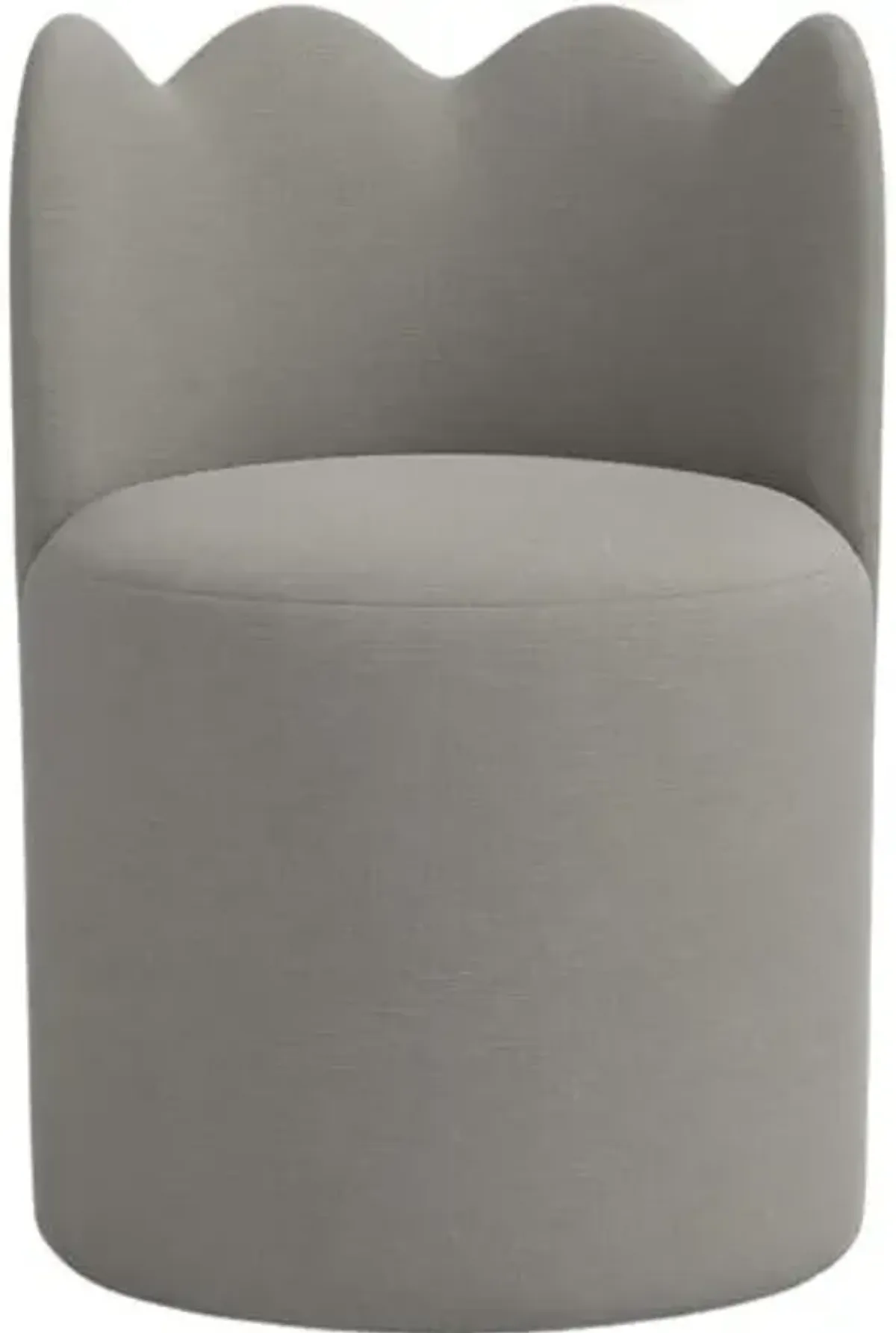 Mirabelle Scallop Swivel Dining Chair - Linen - Handcrafted - Gray